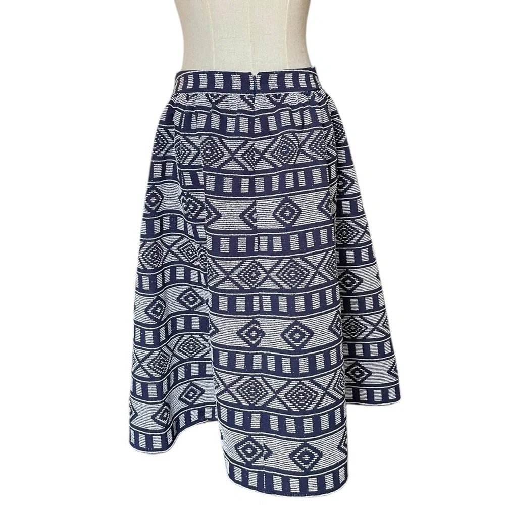 Halogen Navy Aztec Textured Midi Bubble Skirt Sz 14​​​